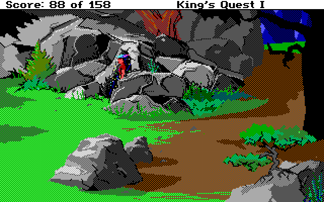 Roberta Williams' King's Quest I: Quest for the Crown IBM PC/Compatibles Screenshot: Leaving the dragon's den...