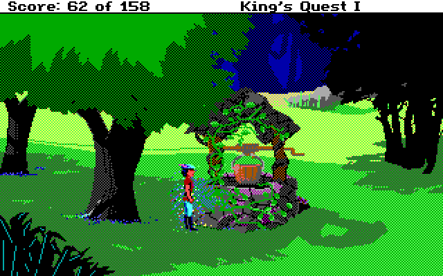 Roberta Williams' King's Quest I: Quest for the Crown IBM PC/Compatibles Screenshot: Hmm, a well...