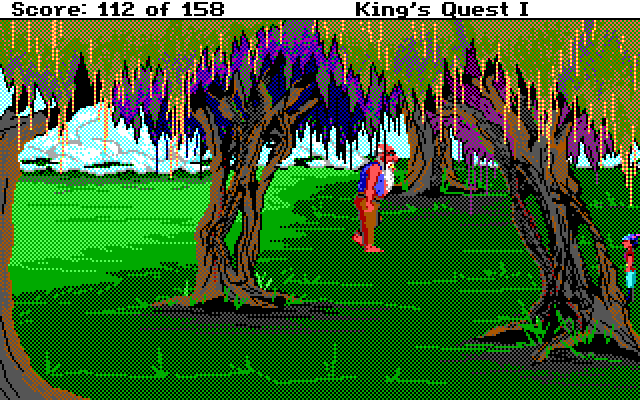 Roberta Williams' King's Quest I: Quest for the Crown IBM PC/Compatibles Screenshot: Be careful, it's a giant!