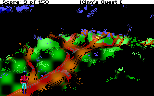 Roberta Williams' King's Quest I: Quest for the Crown IBM PC/Compatibles Screenshot: In the tree...is that a bird's nest?