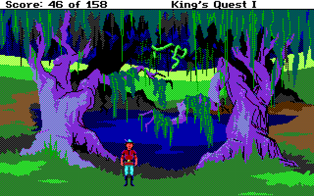 Roberta Williams' King's Quest I: Quest for the Crown IBM PC/Compatibles Screenshot: A swampy area...