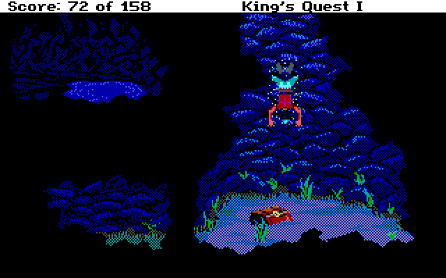 Roberta Williams' King's Quest I: Quest for the Crown IBM PC/Compatibles Screenshot: Diving into the well...
