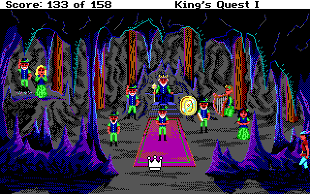 Roberta Williams' King's Quest I: Quest for the Crown IBM PC/Compatibles Screenshot: The Leprechaun king!