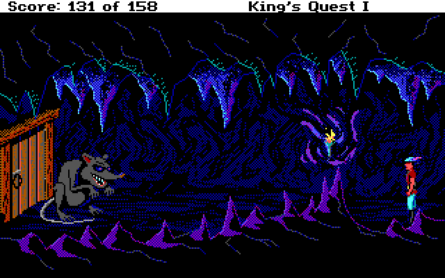 Roberta Williams' King's Quest I: Quest for the Crown IBM PC/Compatibles Screenshot: A giant rat! Be careful!