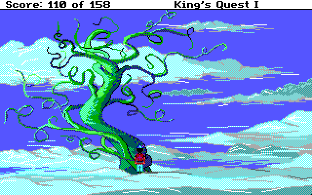Roberta Williams' King's Quest I: Quest for the Crown IBM PC/Compatibles Screenshot: The top of the beanstalk...
