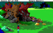 Roberta Williams' King's Quest I: Quest for the Crown for IBM PC/Compatibles - Who have I found here hidden in the forest?