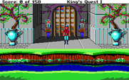 Roberta Williams' King's Quest I: Quest for the Crown for IBM PC/Compatibles - The game begins here, just outside the castle.
