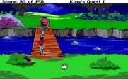 Roberta Williams' King's Quest I: Quest for the Crown for IBM PC/Compatibles - A mean old troll guards this bridge.