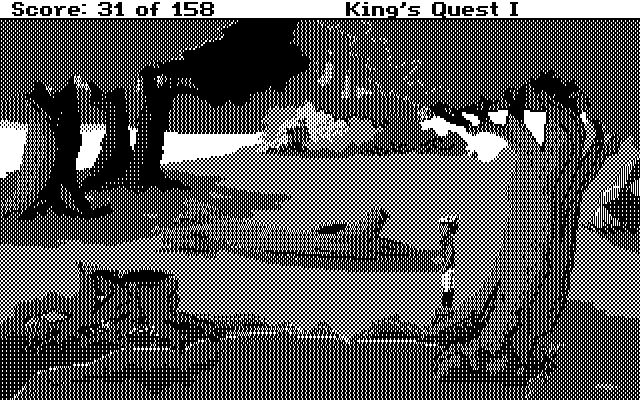Roberta Williams' King's Quest I: Quest for the Crown IBM PC/Compatibles Screenshot: Exploring the forest.