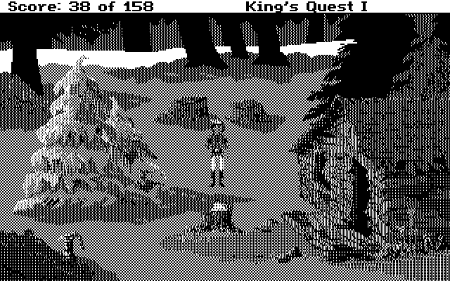 Roberta Williams' King's Quest I: Quest for the Crown IBM PC/Compatibles Screenshot: Outside the woodcutters house.
