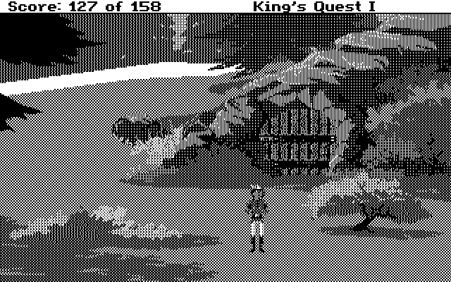 Roberta Williams' King's Quest I: Quest for the Crown IBM PC/Compatibles Screenshot: Outside the door; once you leave the cave, you can't go back in!