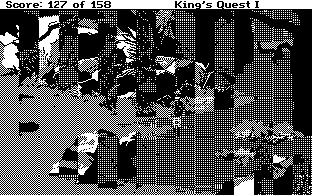 Roberta Williams' King's Quest I: Quest for the Crown IBM PC/Compatibles Screenshot: A giant condor! Maybe it can fly me somewhere?