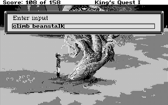 Roberta Williams' King's Quest I: Quest for the Crown IBM PC/Compatibles Screenshot: A beanstalk! Time to climb...