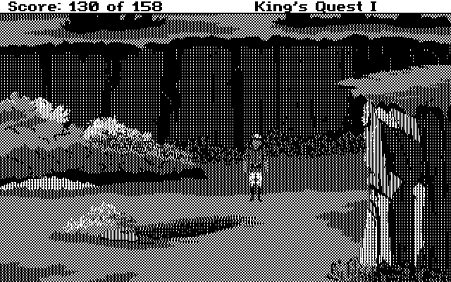 Roberta Williams' King's Quest I: Quest for the Crown IBM PC/Compatibles Screenshot: Crash landed in a new location...