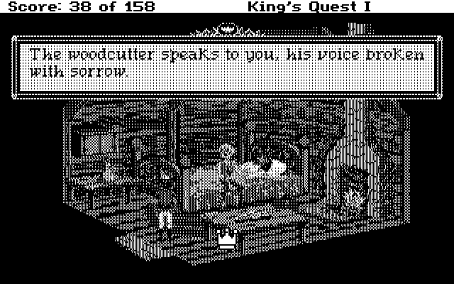Roberta Williams' King's Quest I: Quest for the Crown IBM PC/Compatibles Screenshot: Times have been tough!