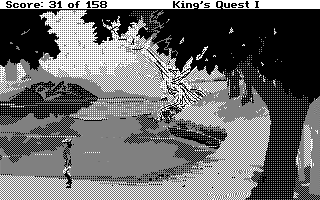Roberta Williams' King's Quest I: Quest for the Crown IBM PC/Compatibles Screenshot: Walking along a lake...anything useful to find here?
