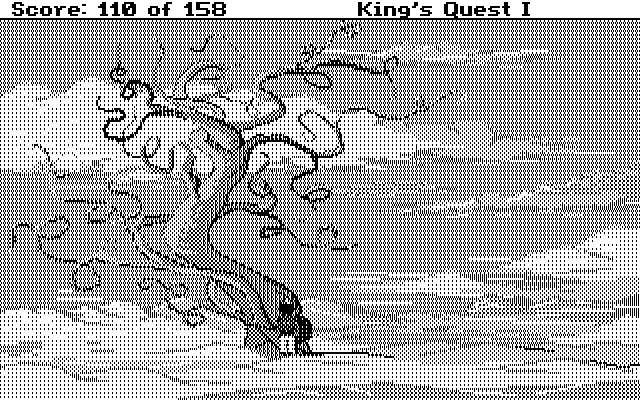 Roberta Williams' King's Quest I: Quest for the Crown IBM PC/Compatibles Screenshot: At the top of the beanstalk.