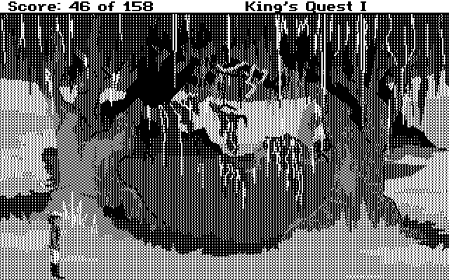 Roberta Williams' King's Quest I: Quest for the Crown IBM PC/Compatibles Screenshot: A spooky part of the forest!