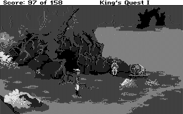 Roberta Williams' King's Quest I: Quest for the Crown IBM PC/Compatibles Screenshot: Who is this I found in the middle of the forest?