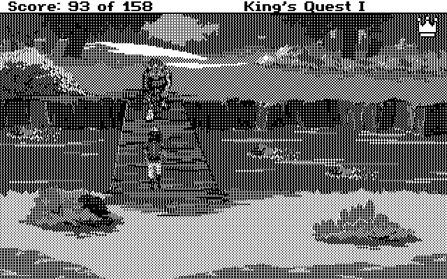 Roberta Williams' King's Quest I: Quest for the Crown IBM PC/Compatibles Screenshot: The troll blocks me again!