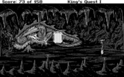 Roberta Williams' King's Quest I: Quest for the Crown for IBM PC/Compatibles - A dragon guards the magic mirror! What will you do?