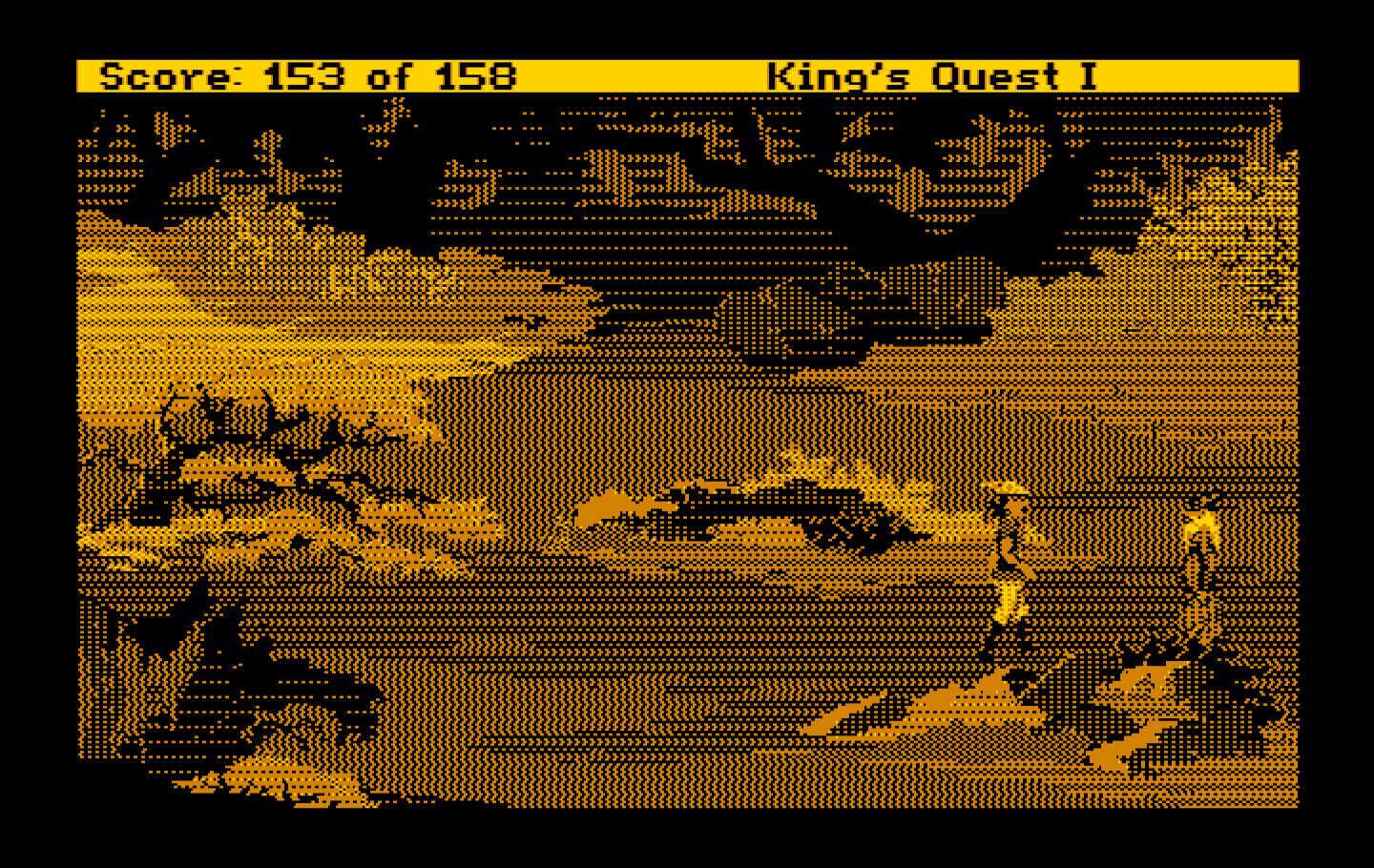 Roberta Williams' King's Quest I: Quest for the Crown IBM PC/Compatibles Screenshot: Look out, it's an unfriendly sorcerer!