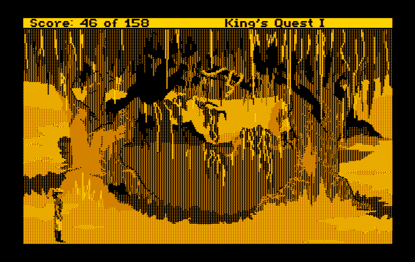 Roberta Williams' King's Quest I: Quest for the Crown IBM PC/Compatibles Screenshot: A mysterious swamp.