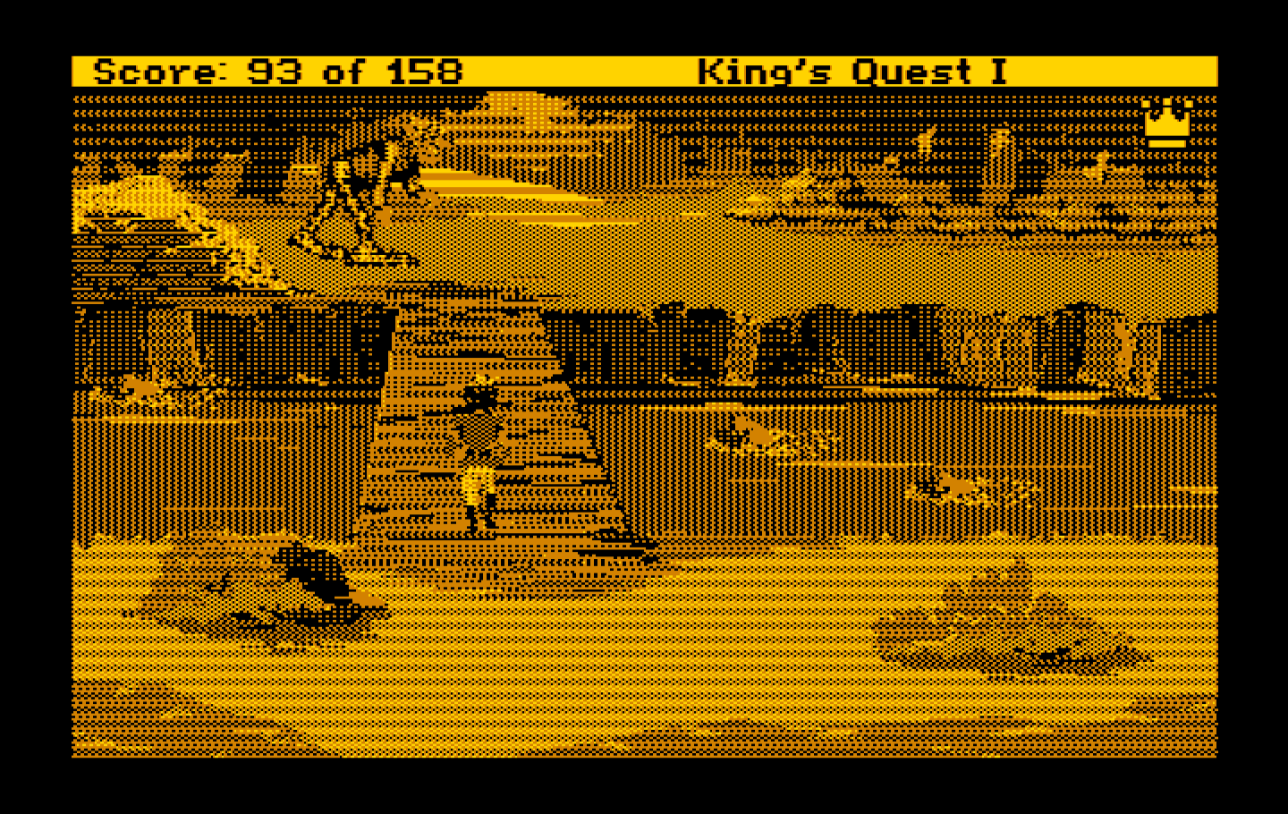 Roberta Williams' King's Quest I: Quest for the Crown IBM PC/Compatibles Screenshot: This bridge is guarded by a troll!