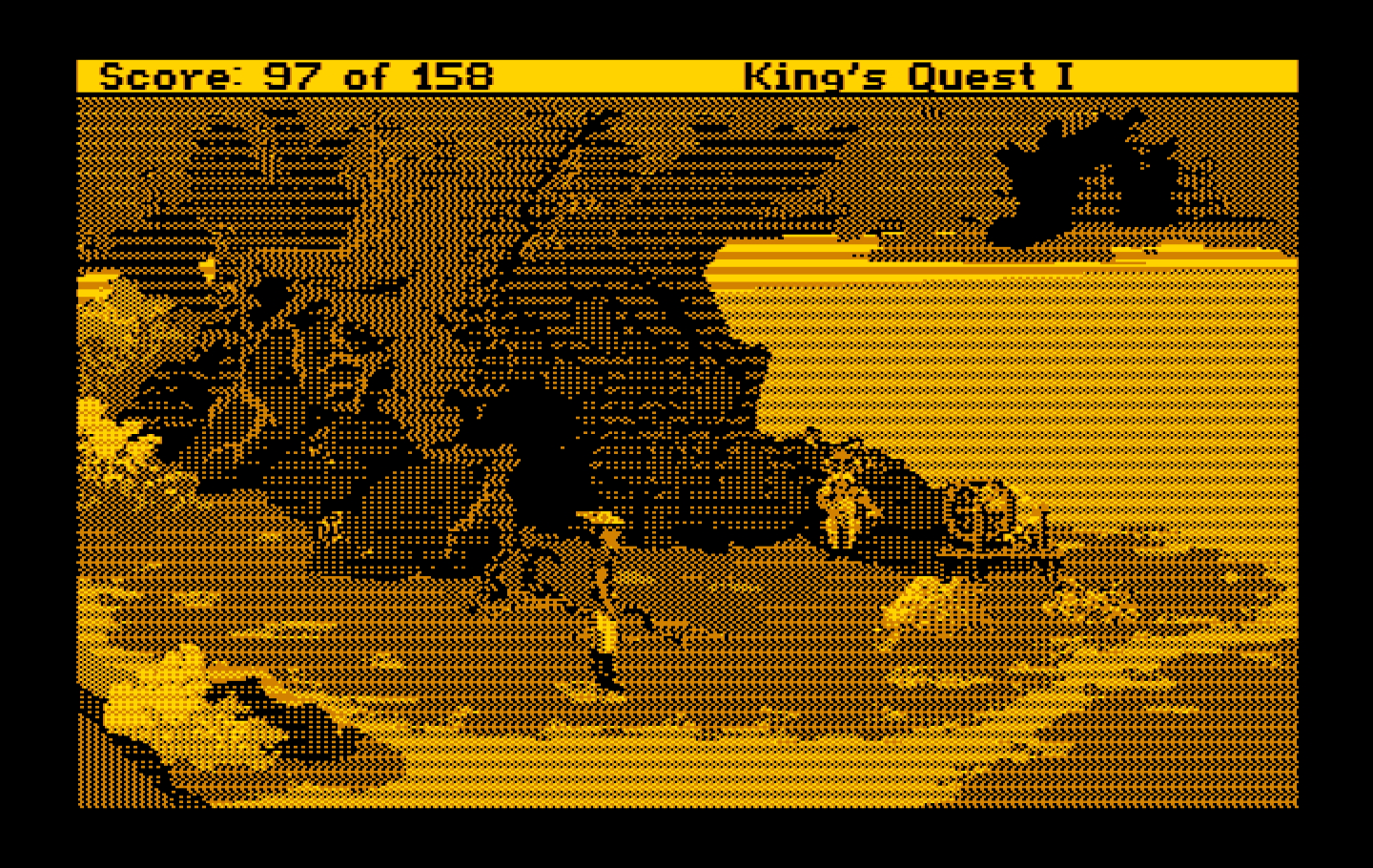 Roberta Williams' King's Quest I: Quest for the Crown IBM PC/Compatibles Screenshot: Who is this I found in the middle of the forest?