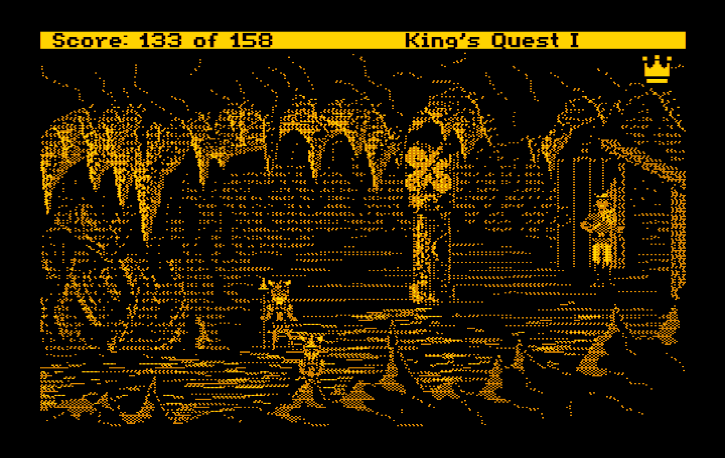 Roberta Williams' King's Quest I: Quest for the Crown IBM PC/Compatibles Screenshot: I discovered some leprechauns!