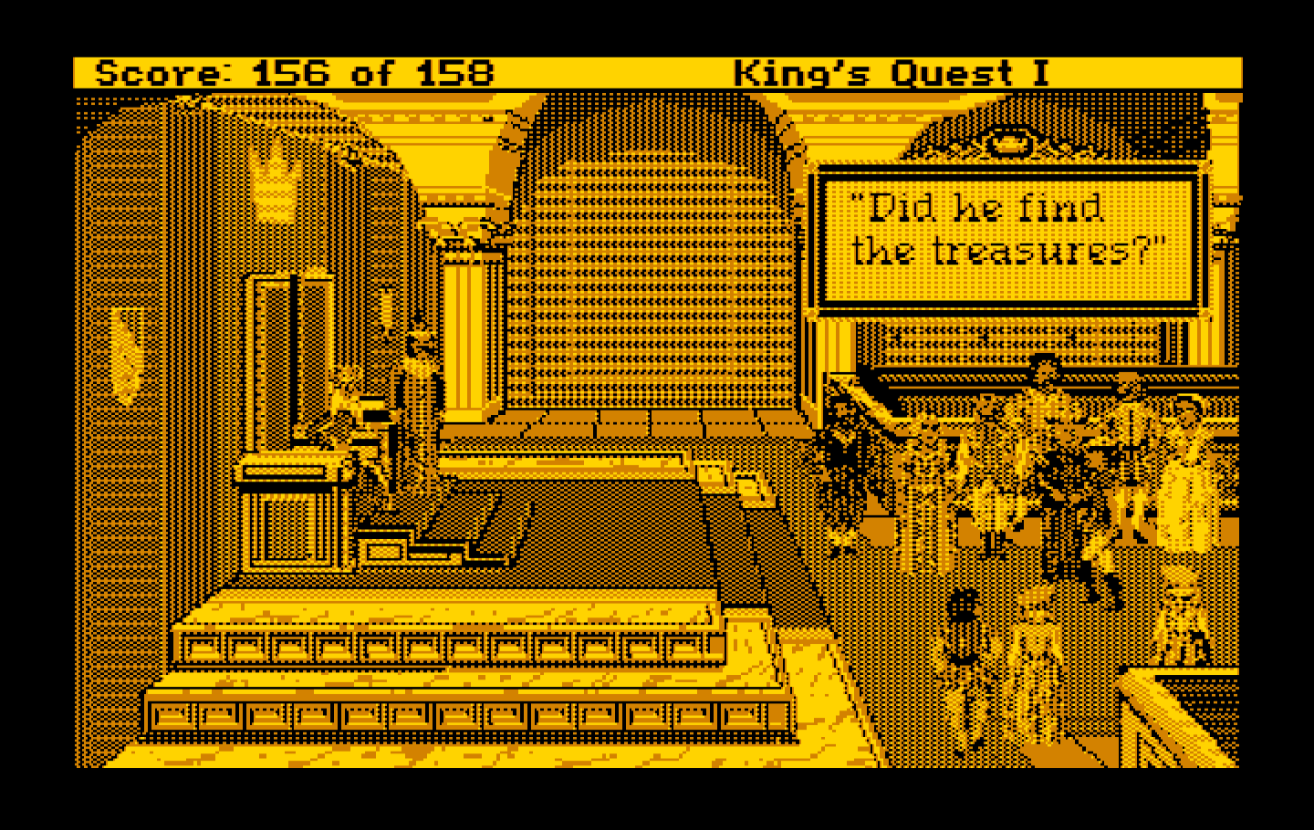 Roberta Williams' King's Quest I: Quest for the Crown IBM PC/Compatibles Screenshot: Returning with the treasures.