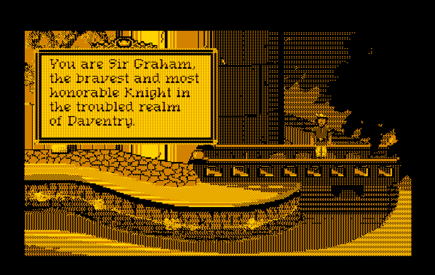 Roberta Williams' King's Quest I: Quest for the Crown IBM PC/Compatibles Screenshot: Game introduction.