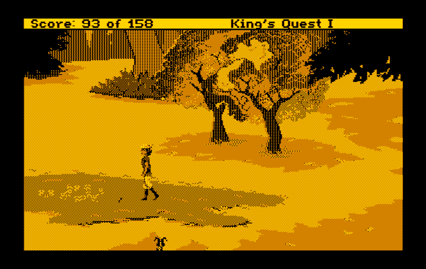 Roberta Williams' King's Quest I: Quest for the Crown IBM PC/Compatibles Screenshot: There is some clover here, I should take one...