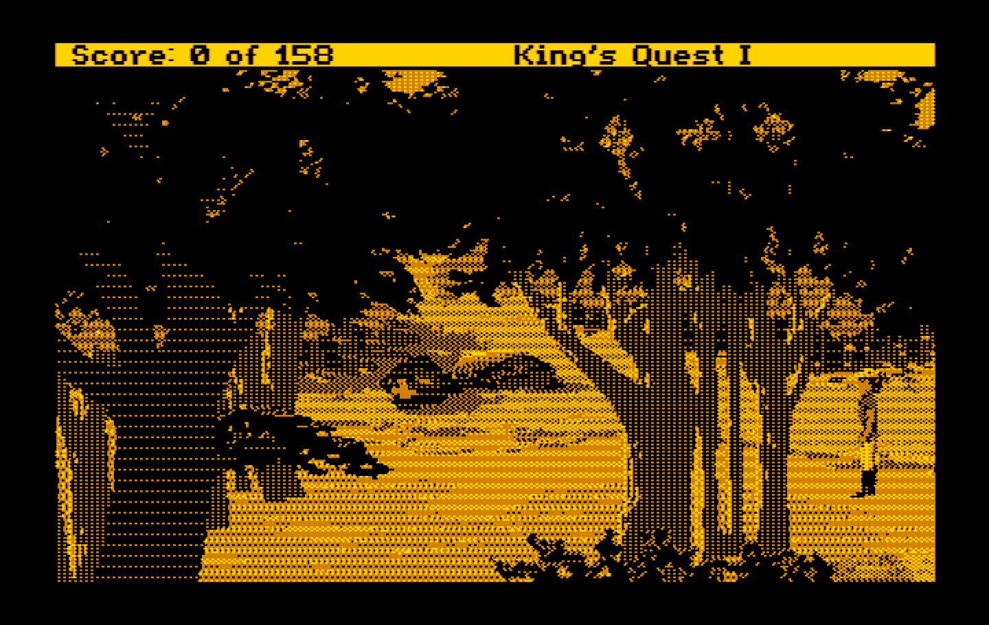 Roberta Williams' King's Quest I: Quest for the Crown IBM PC/Compatibles Screenshot: Exploring the forest.