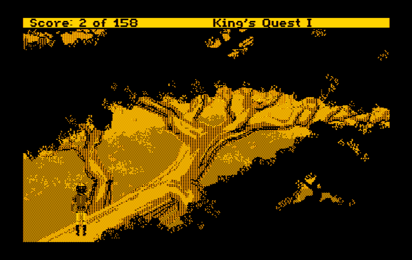 Roberta Williams' King's Quest I: Quest for the Crown IBM PC/Compatibles Screenshot: There's a nest at the end of the tree branch.