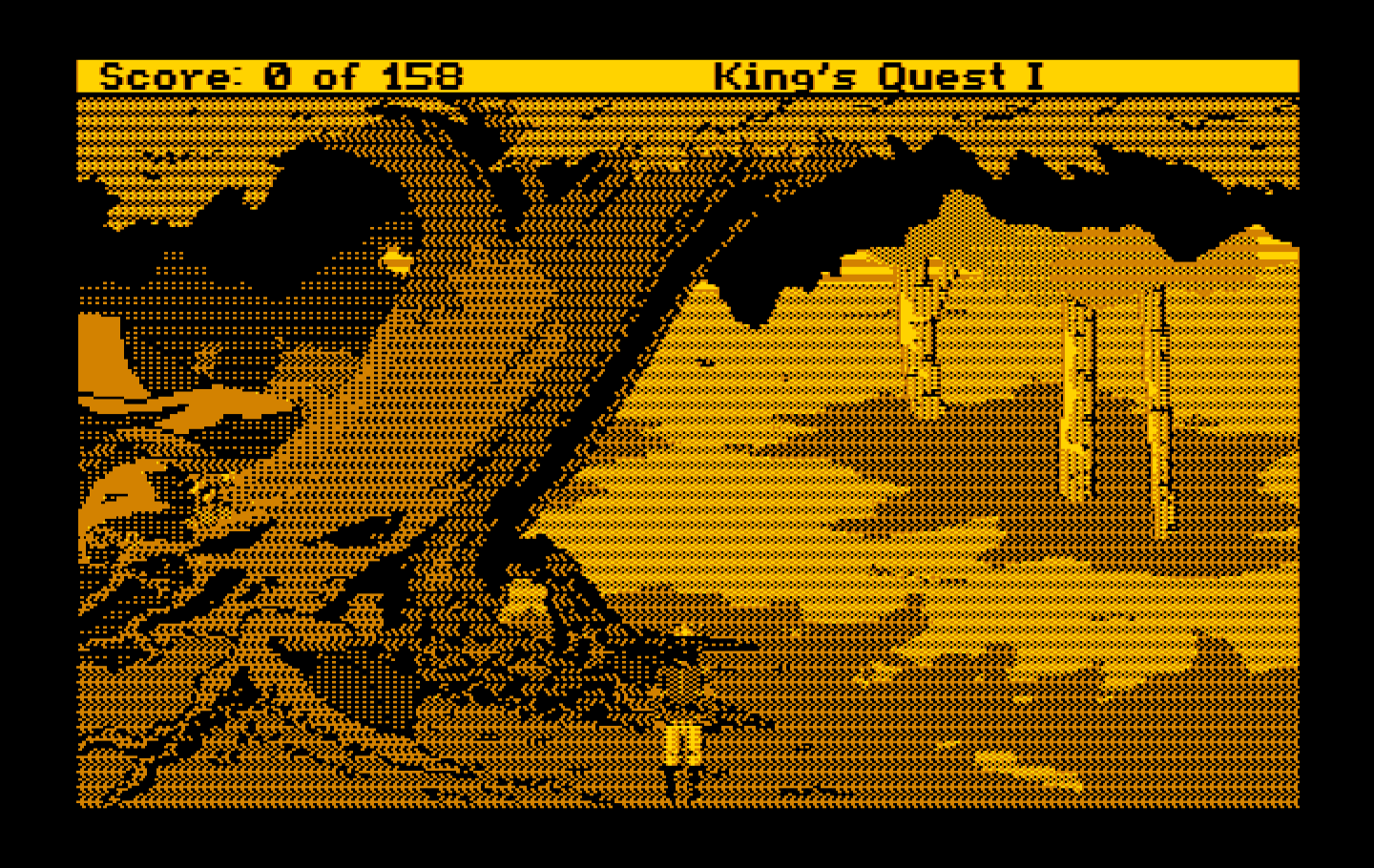 Roberta Williams' King's Quest I: Quest for the Crown IBM PC/Compatibles Screenshot: This looks like a tree I could climb...