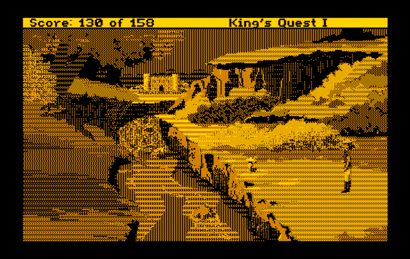 Roberta Williams' King's Quest I: Quest for the Crown IBM PC/Compatibles Screenshot: There's the castle in the distance!