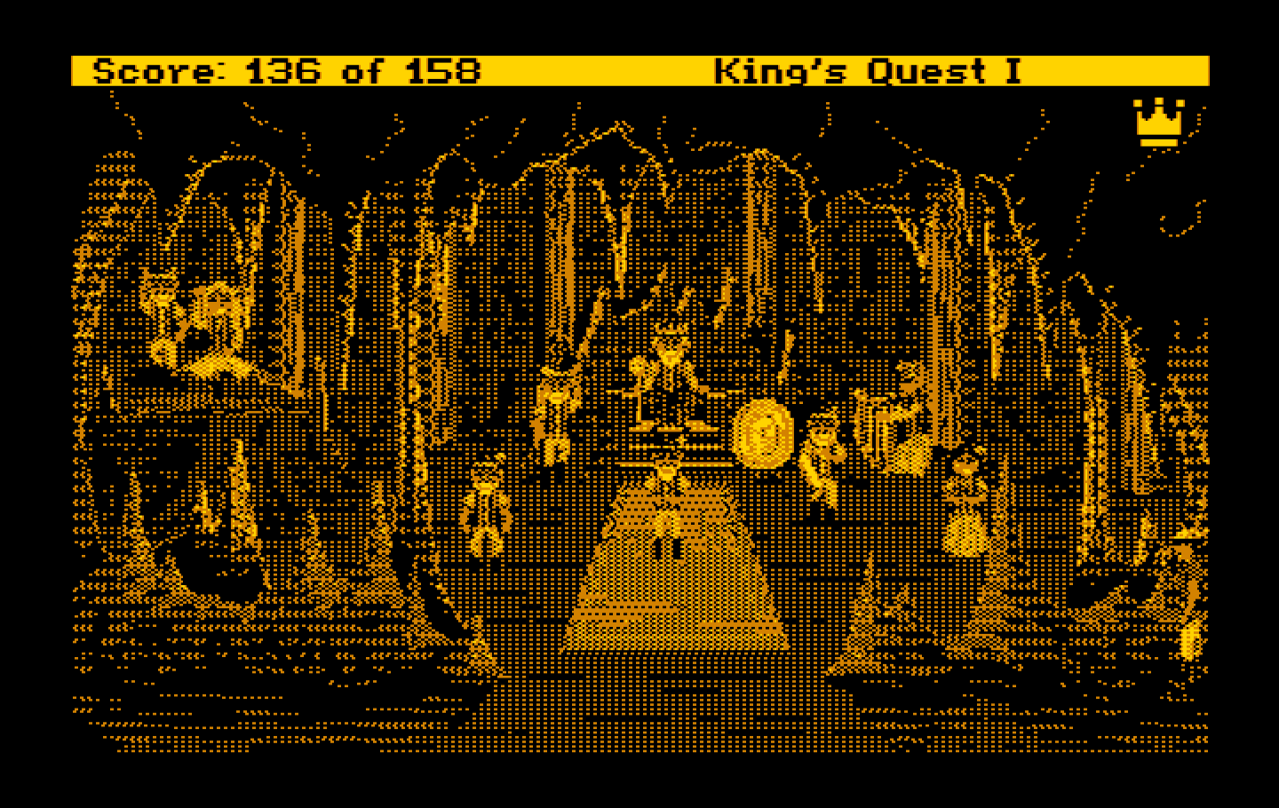 Roberta Williams' King's Quest I: Quest for the Crown IBM PC/Compatibles Screenshot: Here's the leprechaun king!