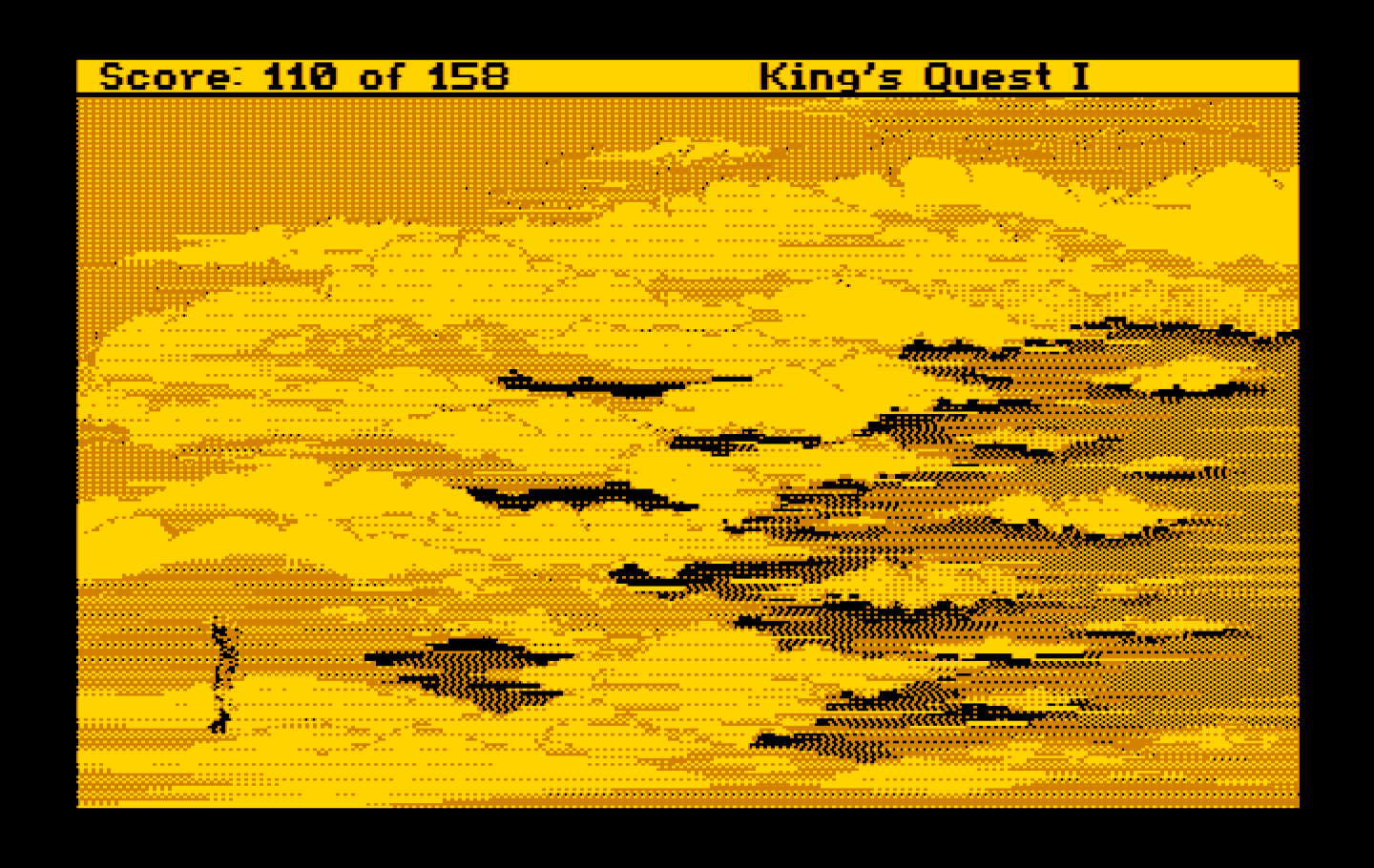 Roberta Williams' King's Quest I: Quest for the Crown IBM PC/Compatibles Screenshot: I've discovered a land up in the clouds!