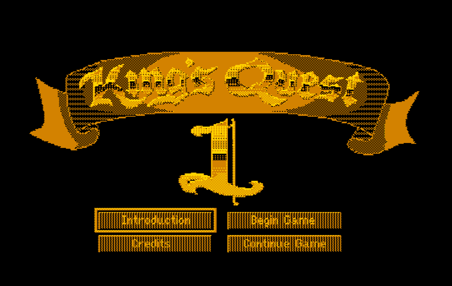 Roberta Williams' King's Quest I: Quest for the Crown IBM PC/Compatibles Screenshot: The main menu.