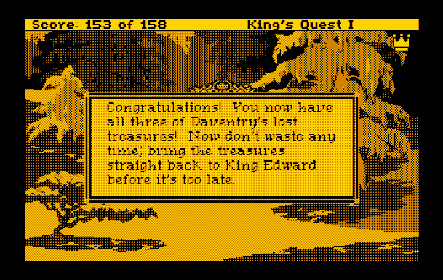 Roberta Williams' King's Quest I: Quest for the Crown IBM PC/Compatibles Screenshot: Time to head back to the castle!