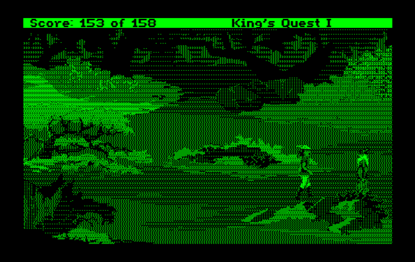 Roberta Williams' King's Quest I: Quest for the Crown IBM PC/Compatibles Screenshot: Look out, it's an unfriendly sorcerer!
