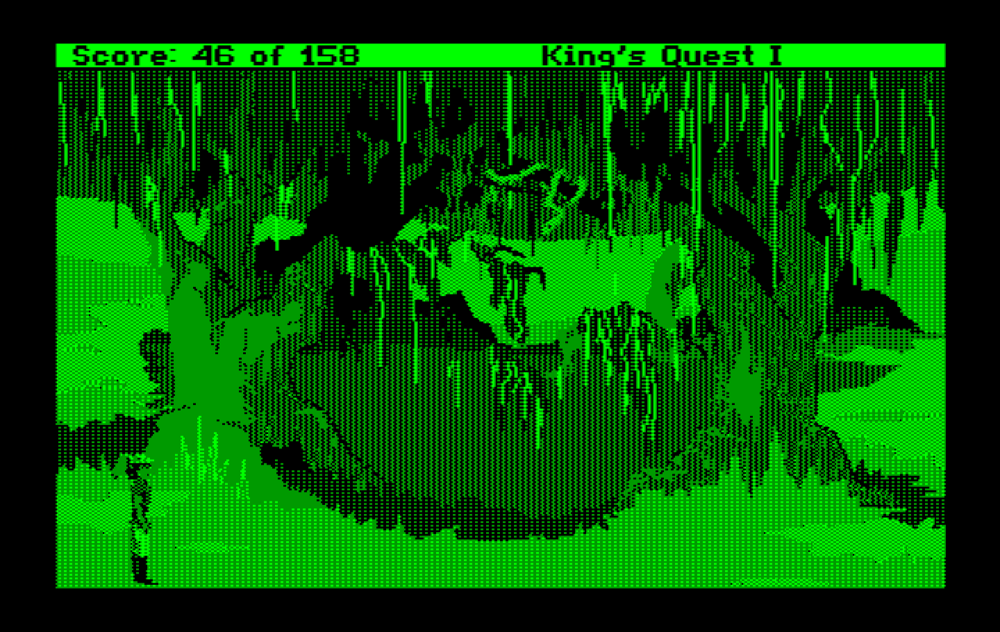 Roberta Williams' King's Quest I: Quest for the Crown IBM PC/Compatibles Screenshot: A mysterious swamp.