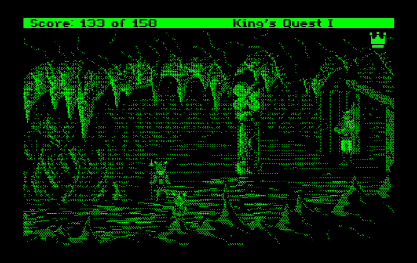 Roberta Williams' King's Quest I: Quest for the Crown IBM PC/Compatibles Screenshot: I discovered some leprechauns!