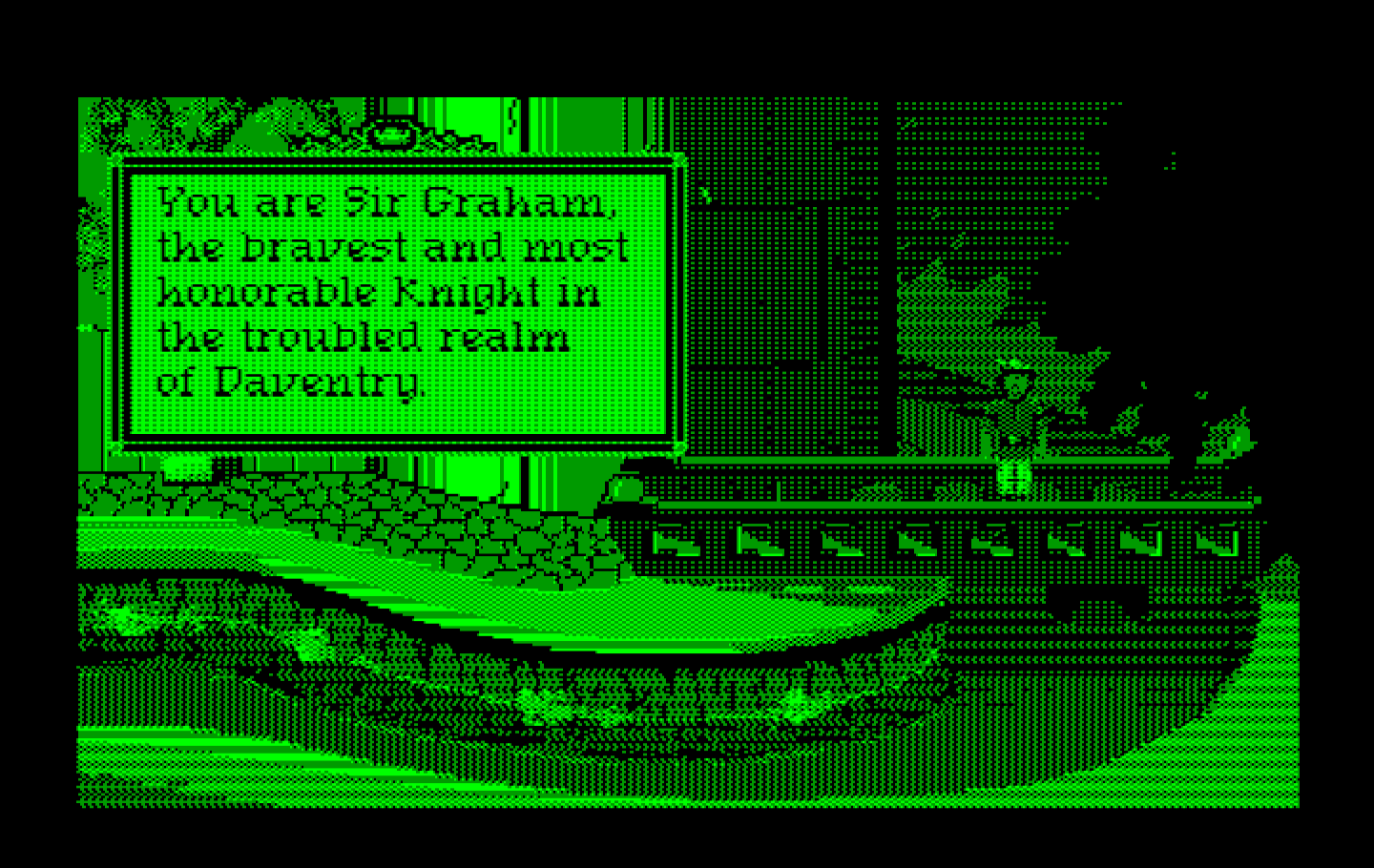 Roberta Williams' King's Quest I: Quest for the Crown IBM PC/Compatibles Screenshot: Game introduction.