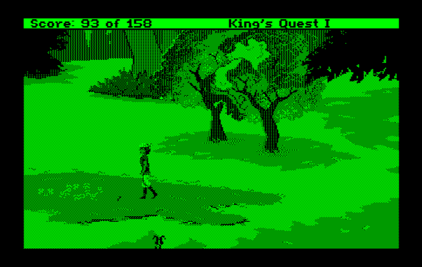 Roberta Williams' King's Quest I: Quest for the Crown IBM PC/Compatibles Screenshot: There is some clover here, I should take one...