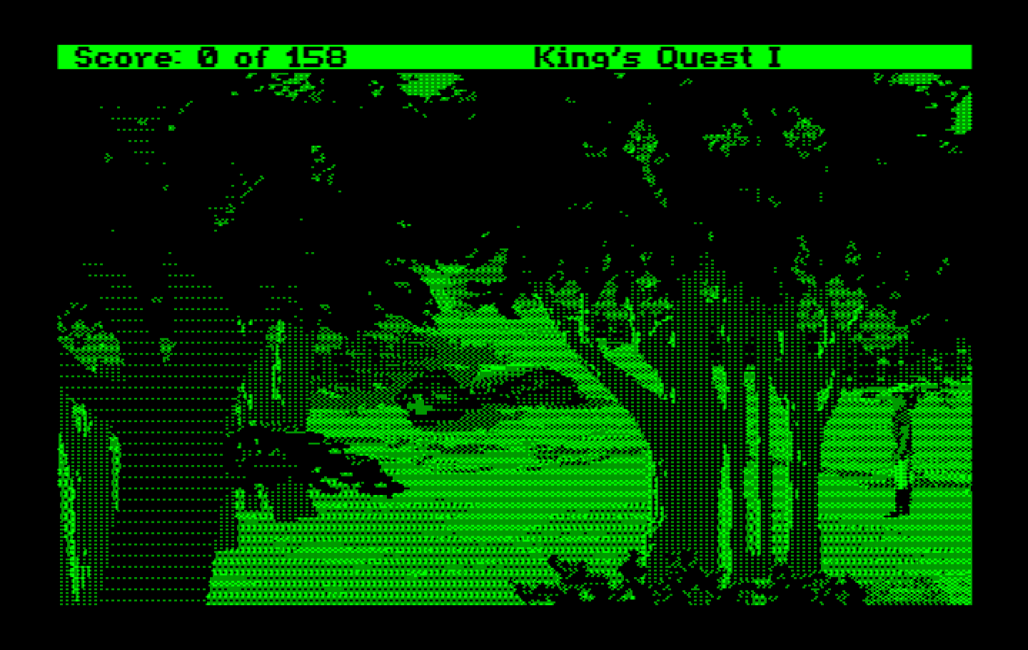 Roberta Williams' King's Quest I: Quest for the Crown IBM PC/Compatibles Screenshot: Exploring the forest.
