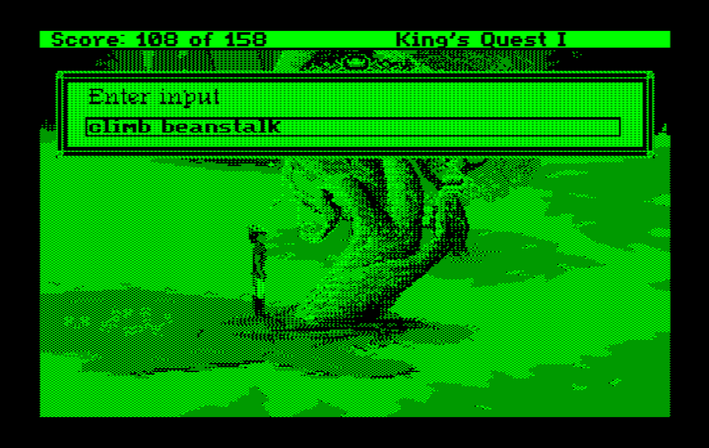Roberta Williams' King's Quest I: Quest for the Crown IBM PC/Compatibles Screenshot: Time to climb the beanstalk!