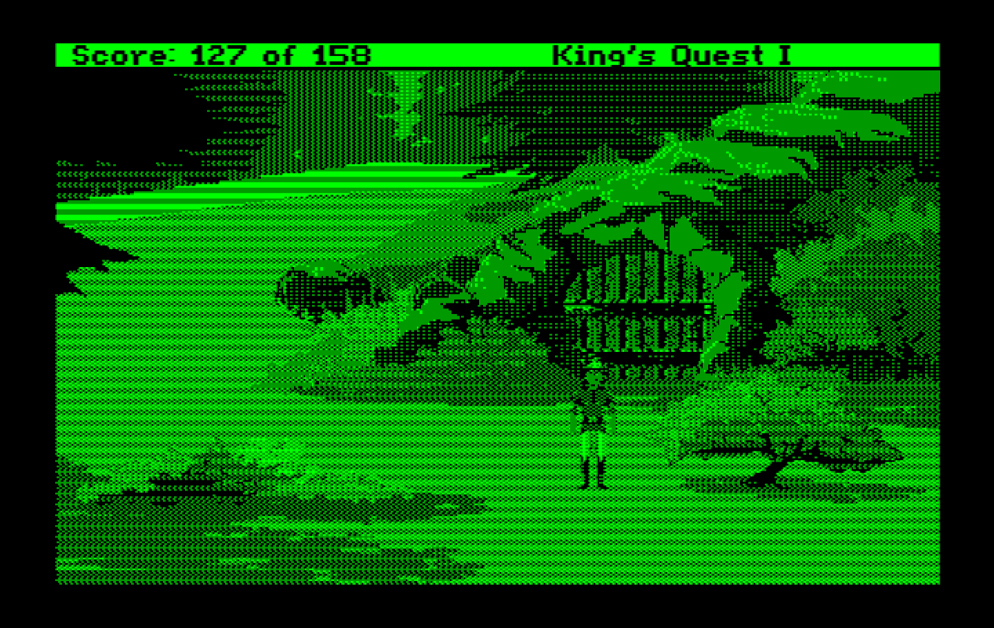 Roberta Williams' King's Quest I: Quest for the Crown IBM PC/Compatibles Screenshot: Once you leave through that large door, you can't go back in.