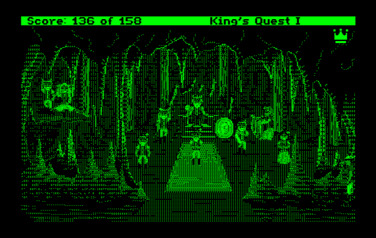 Roberta Williams' King's Quest I: Quest for the Crown IBM PC/Compatibles Screenshot: Here's the leprechaun king!